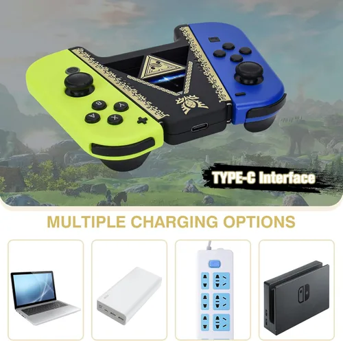 Vista 6 de DLseego Joycon Speed Charging Grip for SwitchSwitch OLED, Portable Gaming Comfort Grip Handle Joystick Remote Controllers V-Shaped Anti-Slip Handle
