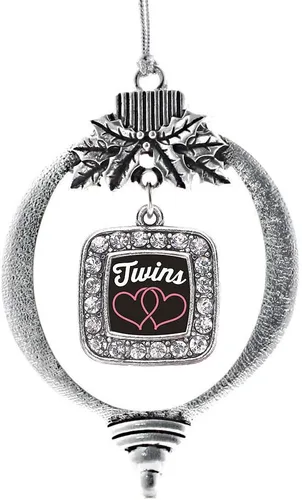 Vista 28 de Inspired Silver - Adorno con dije de reina de rodillo - Adornos navideños cuadrados de plata con joyas de circonita cúbica