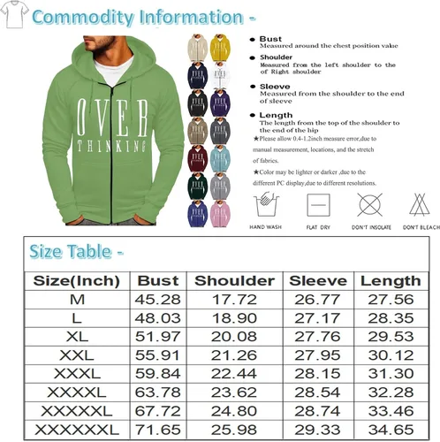 Vista 4 de DYGUYTH Sudadera con capucha y cremallera para hombre, casual, ligera, con estampado de letras, de gran tamaño, con bolsillo