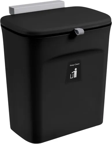 Vista 9 de Tiyafuro Cubo de compost de cocina de 2.4 galones para encimera o debajo del fregadero, cubo de basura pequeño colgante con tapa para armario, baño