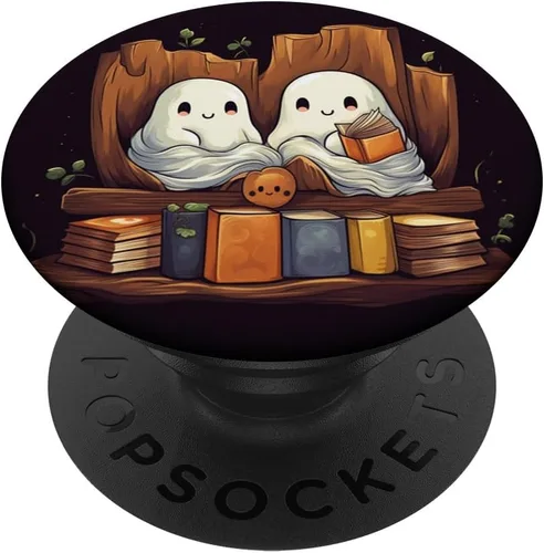 Vista 6 de Libros de lectura de fantasmas, diseño de Halloween, para adolescentes, niñas, mujeres, PopSockets MagSafe PopGrip para iPhone