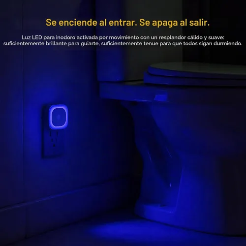 Vista 4 de YUNLEX Paquete de 2 luces nocturnas enchufables con sensor de movimiento y sensor de atardecer a amanecer, 3 modos de sensor, luces nocturnas azules