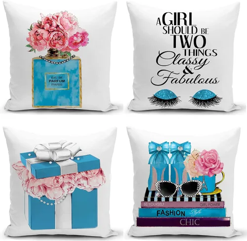 Vista 10 de Juego de 4 fundas de almohada decorativas para sofá cama de 18 x 18 pulgadas, fundas de almohada blancas y negras, fundas de almohada a la moda