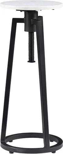 Vista 13 de Powell Muriel - Mesa de bebida con tapa de mármol blanco con estilo industrial, base de altura ajustable de metal negro