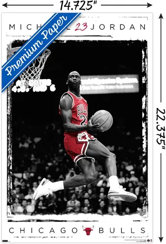 Vista 3 de Trends International Michael Jordan - Póster de pared Dunk 14725 x 22375 pulgadas versión premium sin marco
