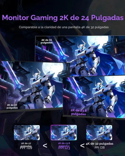 Vista 2 de KTC Monitor para juegos de 24 pulgadas 180Hz - Monitores de computadora 2K 1440P, monitor IPS rápido con HDR 400, sincronización adaptativa, hasta