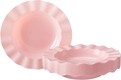 Vista 20 de Silver Spoons Platos de postre desechables 10 piezas Platos de plástico resistente Elegante aspecto fino de porcelana Velo, marfil