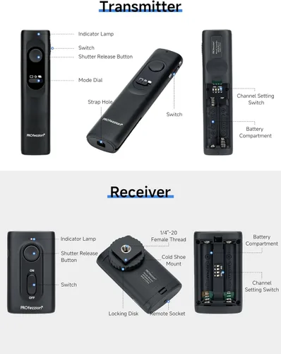 Vista 6 de Liberación remota del obturador de la cámara inalámbrica: [164 pies] Accesorios de control de radio para Canon Rebel T7 T6 T5 T8i T7i SL3 EOS R RP