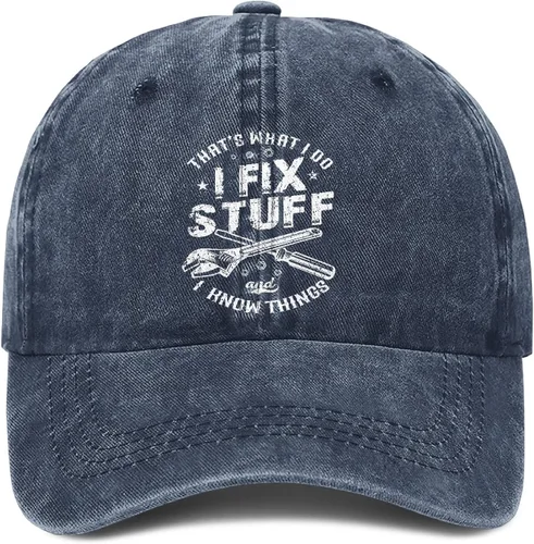 Vista 17 de I Fix Stuff and Know Things Sombrero para hombre, I Fix Things Hat, I Fix Stuff Hat, I Fix Things and I Know Stuff Hat 3 (negro)