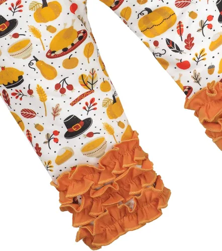 Vista 7 de Vestido de tutú de pavo para niña + pantalones de impresión + diadema de 3 piezas