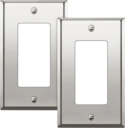 Vista 22 de ENERLITES Placa decorativa doble de metal para interruptor o receptáculo, placa de pared de acero inoxidable, resistente a la corrosión