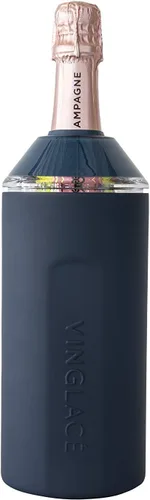 Vista 4 de Enfriador de botellas de vino y champán de Vinglacé personalizado, un regalo personalizado único para los amantes del vino (azul frío)
