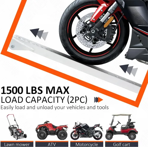 Vista 6 de Rampas de aluminio de 7.5 pies, rampas plegables de carga arqueada de 1500 libras con patas, rampas mejoradas para cuatrimotos, motocicletas, motos