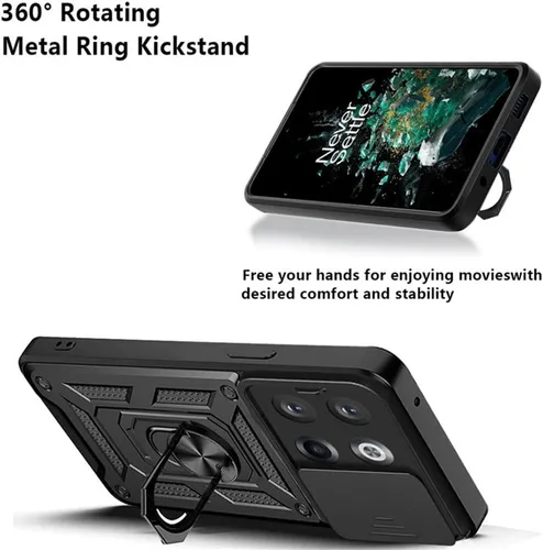 Vista 6 de Funda para OnePlus 10T 5G, Oneplus Ace Pro 5G, TPU + PC de grado militar, [soporte integrado] diseño de doble capa funda de protección resistente