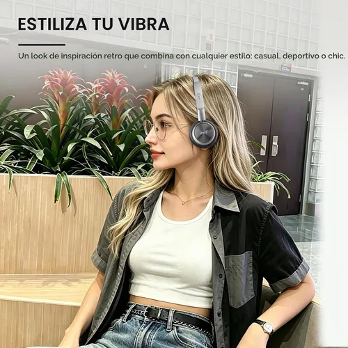 Vista 8 de iKF Auriculares Bluetooth inalámbricos retro R1, tiempo de reproducción de Negro