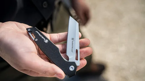 Vista 6 de Smith & Wesson Sideburn - Cuchillo plegable de alto carbono SS Ultra Glide de 7.25 pulgadas con hoja Wharncliffe de 3 pulgadas y mango G10