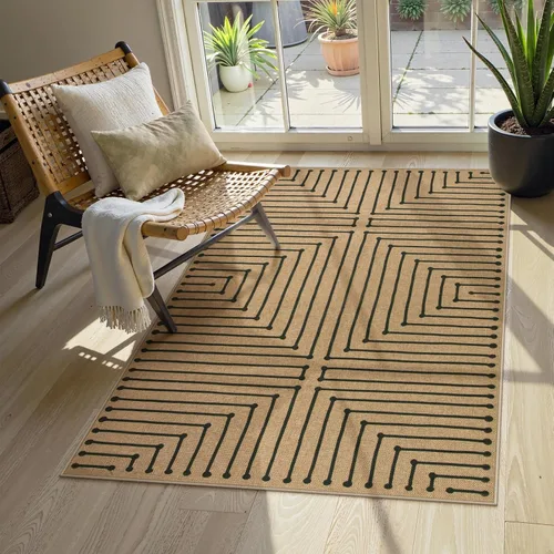 Vista 40 de Lahome Tapetes geométricos para puerta de interior para entrada, alfombra antideslizante lavable de 2 x 3 negro / neutro