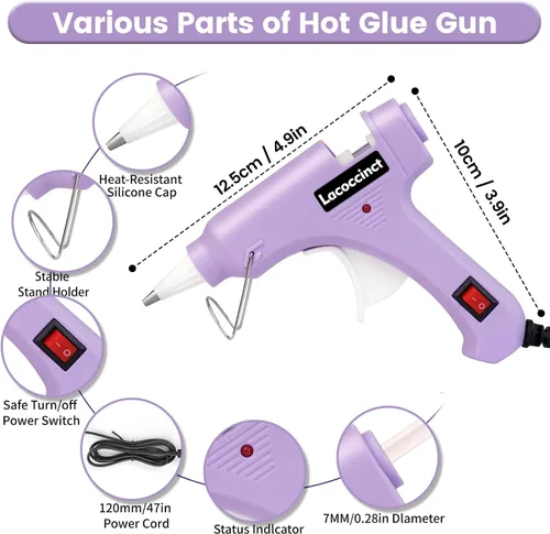 Vista 3 de Pistola de pegamento caliente, kit de mini pistola de pegamento caliente con 30 barras de pegamento, precalentamiento rápido para manualidades