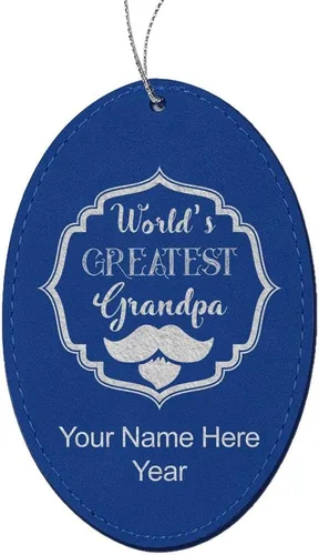 Vista 6 de LaserGram Personalized Christmas Ornament, World's Greatest Grandpa, Faux Leather, Custom Laser Engraved Gift Idea (Oval Shape, Black with Gold)