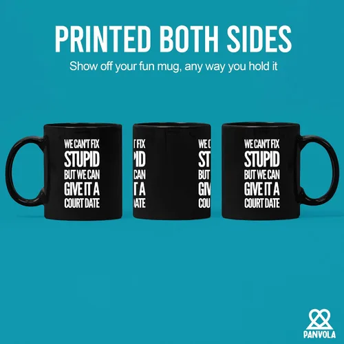 Vista 3 de Taza de café de cerámica con texto en inglés "We Can't Fix Stupid But We Can Give It A Court Date Lawyer, Gift To Law Estupid But We Can Give It A
