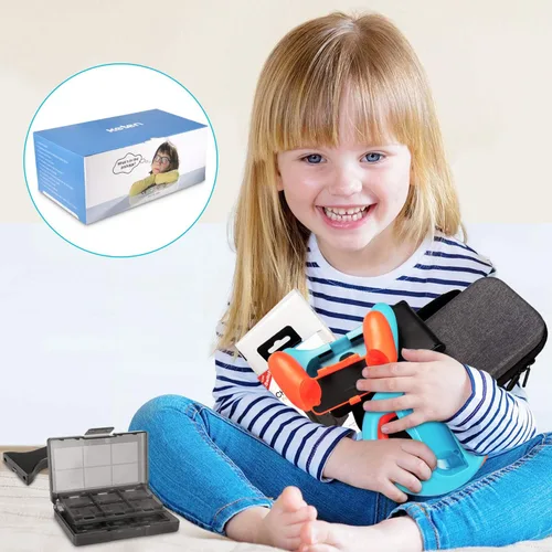 Vista 9 de Keten Kit de accesorios para interruptor NS incluye funda de transporte base de carga soporte de juego cable de extensión funda de tarjeta de juego