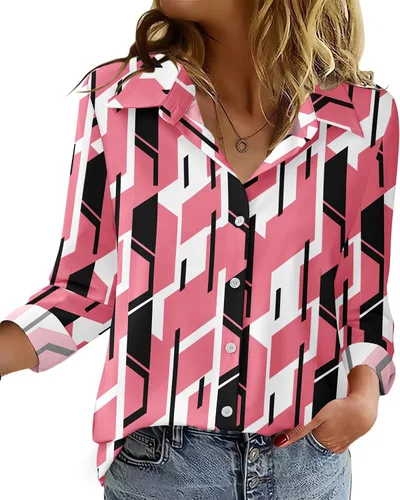Vista 18 de Zeagoo Blusa para mujer, de manga larga, con botones, casual, ligera, lisa/estampada
