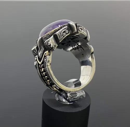 Vista 4 de Anillo grande de plata de ley 925 k para hombre