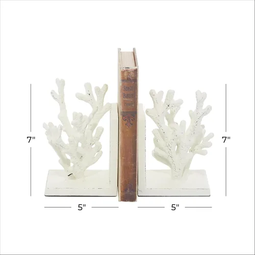 Vista 6 de Deco 79 Sujetalibros decorativos de metal coral antideslizantes, juego de 2 sujetalibros de oficina de 5 pulgadas de ancho, 7 pulgadas de alto