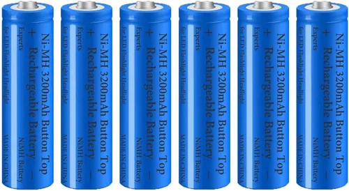 Vista 8 de Paquete de 2 baterías Ni-MH recargables de 3200 mAh, baterías NiMH con botón superior, batería de alta capacidad para linterna LED, faro, cámara