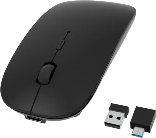 Vista 9 de HOTDREAM Ratón recargable Bluetooth para iPad Air/iPad Pro, portátil, tableta, iPhone/PC, (no para Mac, MacBook), color plateado