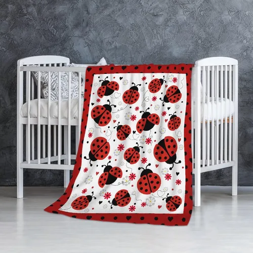 Vista 3 de Manta de franela de mariquita para regalo, ultra suave y acogedora, manta de forro polar ligera y mullida, manta de felpa cálida para sofá, cama, 30