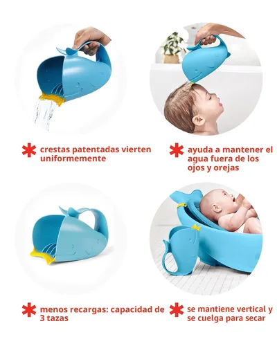 Vista 3 de Skip Hop. Bañador de bebe antilágrimas con forma de ballena. Azul
