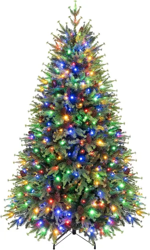 Vista 13 de Goplus Árbol de Navidad de abeto artificial preiluminado de 4.5 pies con Rosa