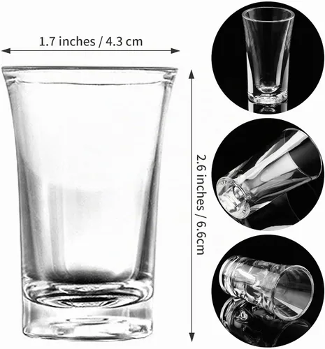 Vista 2 de Juego de vasos de chupito de acrílico de 12 piezas, vasos de chupito de plástico transparente de 1.2 onzas para tequila, cócteles y licores
