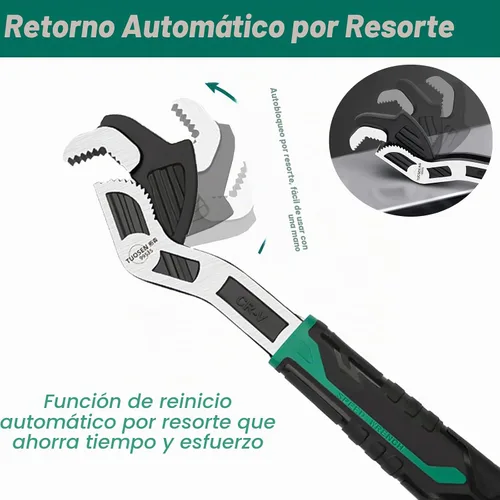 Vista 2 de Llave Ajustable de 6 Pulgadas - Ajuste Automático de Tamaño, 0.28"-0.6" (7-15MM), Ajustable con Resorte Multi-Tamaño, Llave Rápida para Auto