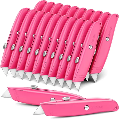 Vista 24 de DIYSELF Paquete de 2 cuchillos utilitarios, cortador retráctil, resistente (naranja)