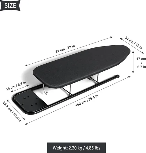 Vista 6 de Duwee Tabla de planchar de mesa de 12 x 32 pulgadas con soporte de plancha, pequeña tabla de planchar con cubierta resistente al calor, acolchado