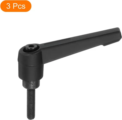 Vista 3 de uxcell 3 perillas ajustables M5 x 0.787 in, mango de rosca macho, botón de trinquete de liberación rápida, perno giratorio para maquinaria de torno