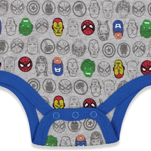 Vista 8 de Marvel Paquete de 5 mamelucos de manga larga de los Vengadores - Hulk Spiderman Iron Man Capitán América