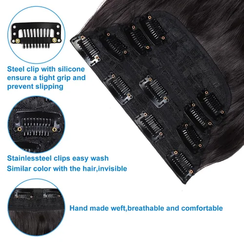 Vista 4 de OMGREAT Extensiones de cabello con clip, 4 piezas de 20 pulgadas, rizado de cabeza completa, extensiones de cabello sintético ondulado para mujer