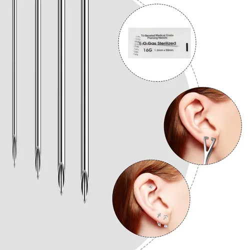 Vista 4 de Juego de 25/33 piercings de acero inoxidable para nariz, lengua, cartílago, ceja, ombligo, ombligo, cartílago, cejas, ombligo, 25/33 unidades, 18/33