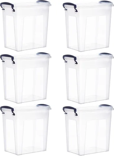 Vista 77 de Superio - Contenedores de almacenamiento de plástico transparente de 1.27 cuartos de galón con tapas, contenedores organizadores apilables, cajas