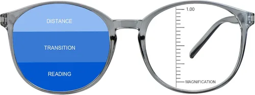 Vista 8 de Gafas presbíopicas multifocales progresivas redondas vintage, gafas de luz anti-azul., Negro