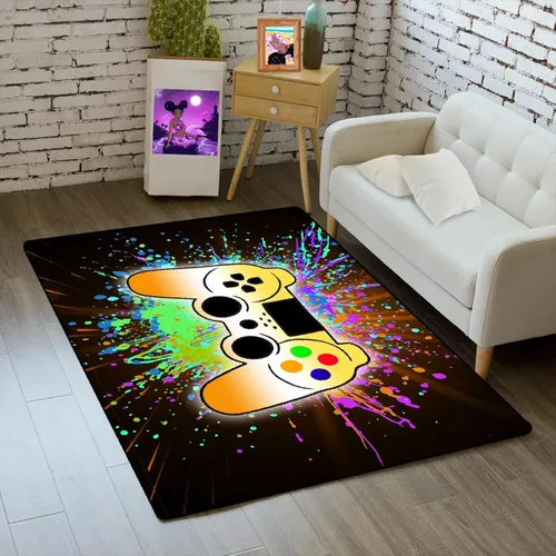 Vista 7 de Alfombra de gaming para gamers, alfombras de suelo para niños, alfombra roja y negra para gaming, dormitorio, tapetes de suelo, felpudos, alfombra