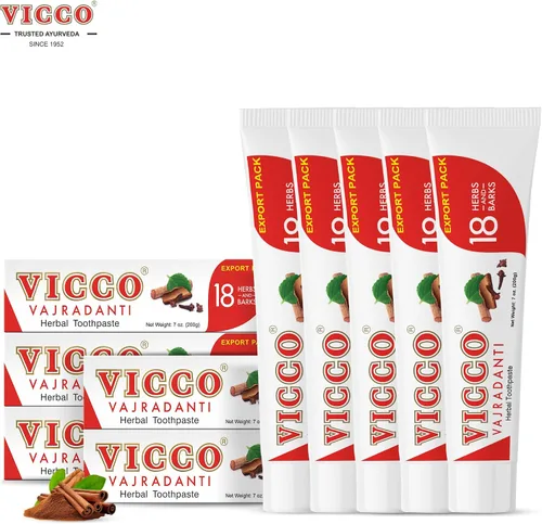 Vista 2 de Vicco Vajradanti - Pasta de dientes ayurvédica de hierbas para el cuidado bucal y la salud de las encías por Vicco – 70 años Legacy of Ayurveda