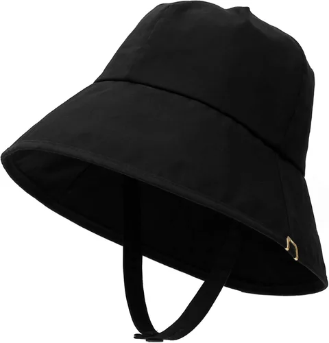 Vista 2 de UNDERCONTROL Bio - Sombrero de algodón lavado con etiqueta de oro extraíble con botones y correa para el cuello de ala larga profunda, unisex