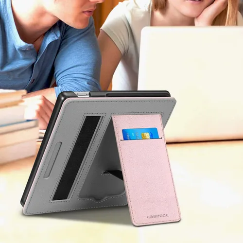 Vista 7 de Funda con soporte para Kindle Oasis de 7" 10ª/9ª generación 2019/2017, oro rosa Foldable Kickstand PU Leather Hard Back Shell Cover, Built-in Card