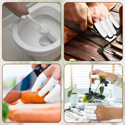 Vista 6 de 200 cunas de algodón – cunas de tela para los dedos, fundas protectoras para las puntas de los dedos, protectores de dedos blancos, protector