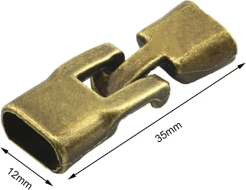 Vista 4 de 12 juegos de pulseras de aleación de bronce antiguo y plata antigua con cierre de hebilla plana, tapa de extremo de cordón Connecto para pulsera