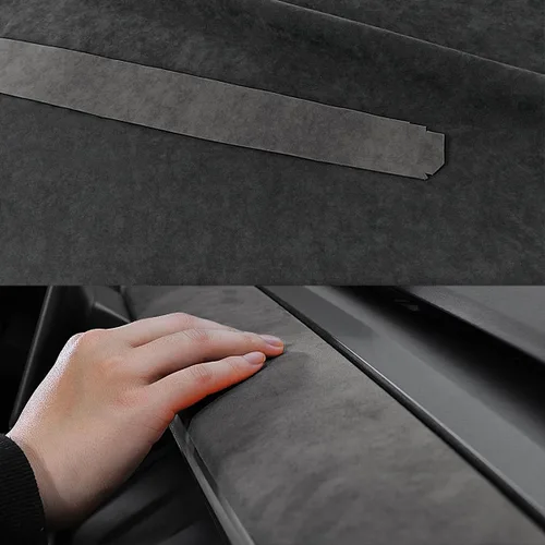 Vista 6 de Adhesivo interior negro para tablero de instrumentos, cubierta de panel de consola central, accesorios de decoración de moldeo para Alcantara Tesla